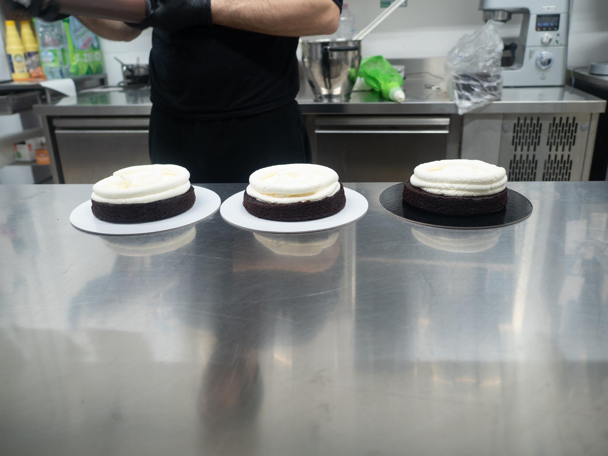 Commercial kitchen workspace with plated samples
