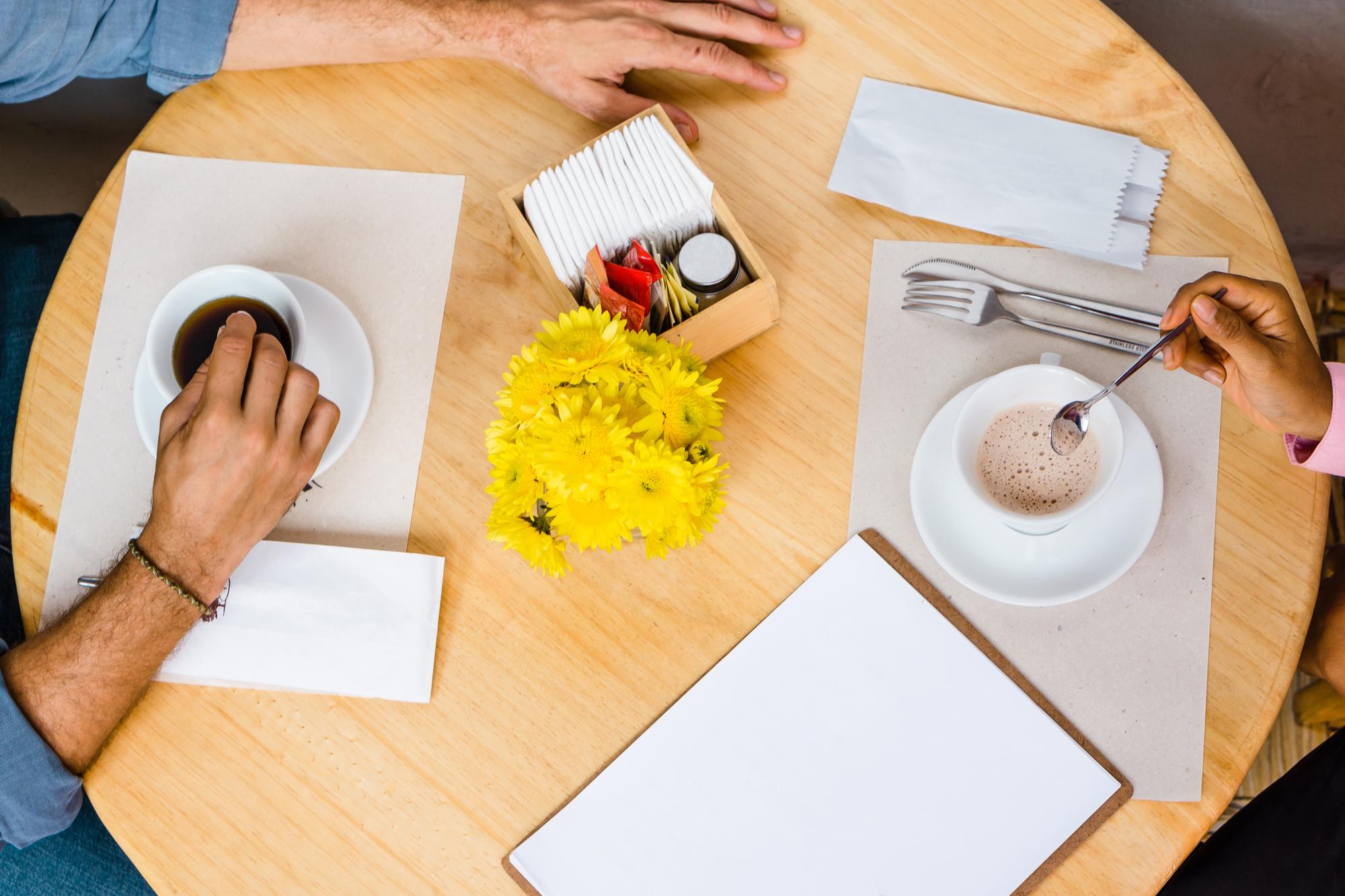 Consultation notes and plated samples on table